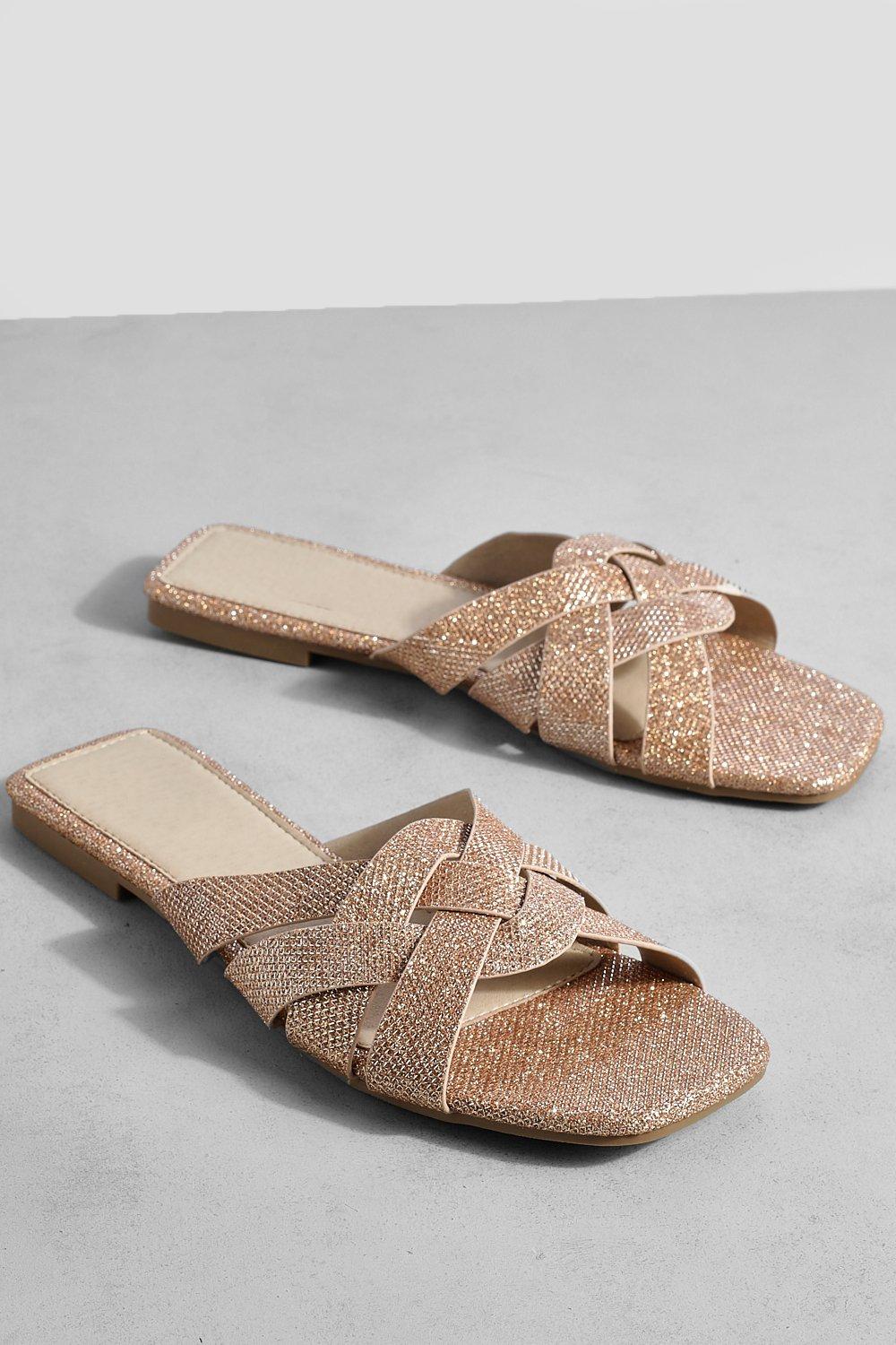 Rose gold sandals sales boohoo